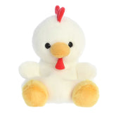 Tiny chicken Stuffed animals with white fur body filled with bean pellets, yellow fur mouth and feet, red crown and black eyes